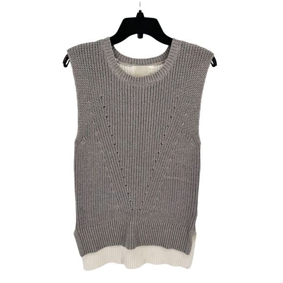JOA Los Angeles Gray Off White Sleeveless Knit Sweater Womens Size Small - Picture 1 of 5